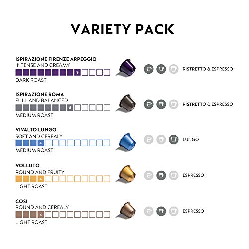 50 NESPRESSO CAPSULAS DE CAFÉ (10 x VOLLUTO, 10 x ROMA, 10 x COSI, 10 x VIVALTO LUNGO, 10 x ARPEGGIO)