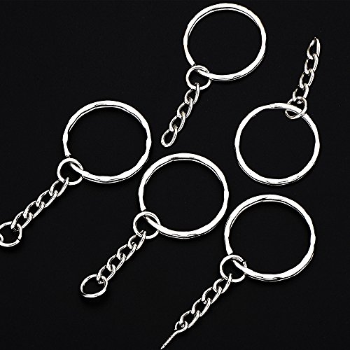 50 Piezas de Anillo de Llave Anilla de Llavero Separado con Cadena de Enlace, 50 Piezas de Anilla de Salto Abierta y 50 Piezas de Pasador de Ojo con Tornillo para Manualidades, 25 mm de Diámetro