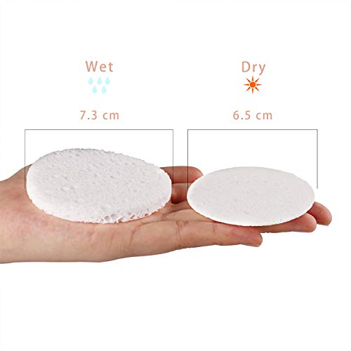 50-Unidades Esponjas Faciales Compactas, Esponjas Faciales Blancas de Celulosa de GAINWELL, Esponjas Spa Cosméticas 100% Naturales Para Limpieza Facial, Exfoliantes, Desmaquillantes