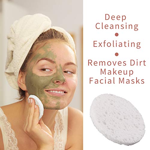 50-Unidades Esponjas Faciales Compactas, Esponjas Faciales Blancas de Celulosa de GAINWELL, Esponjas Spa Cosméticas 100% Naturales Para Limpieza Facial, Exfoliantes, Desmaquillantes