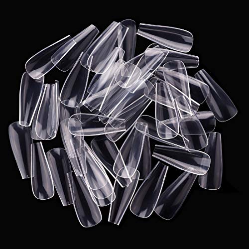 500 piezas Bailarina Uñas Falsas  Uñas Artificiales de Ataúd Largo Uñas acrílicas para calcomanía de uñas  Puntas de uñas de cubierta completa 10 tamaño Uñas postizas transparentes