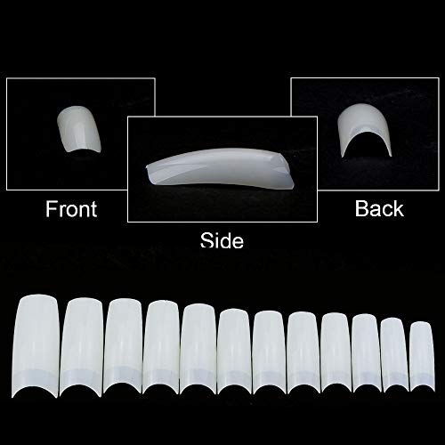 500 Piezas Natural Uñas Francesa Falsas Artificiales de Acrílico Puntas de Uñas de Manicura con Caja para Mujeres Chicas