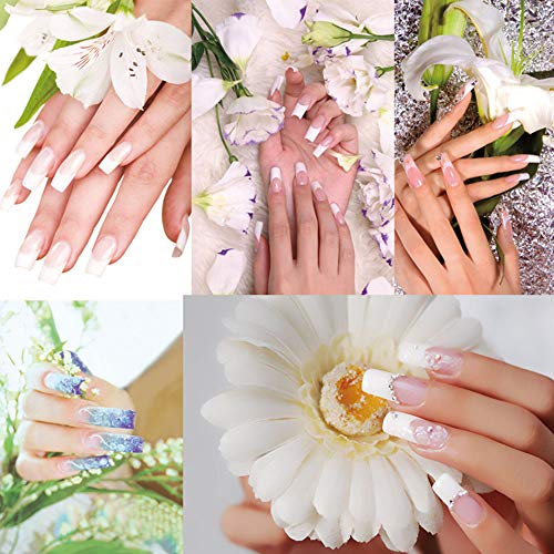 500 Piezas Natural Uñas Francesa Falsas Artificiales de Acrílico Puntas de Uñas de Manicura con Caja para Mujeres Chicas