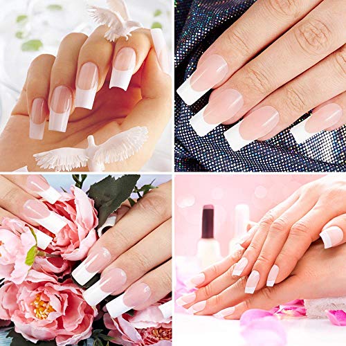 500 Piezas Natural Uñas Francesa Falsas Artificiales de Acrílico Puntas de Uñas de Manicura con Caja para Mujeres Chicas