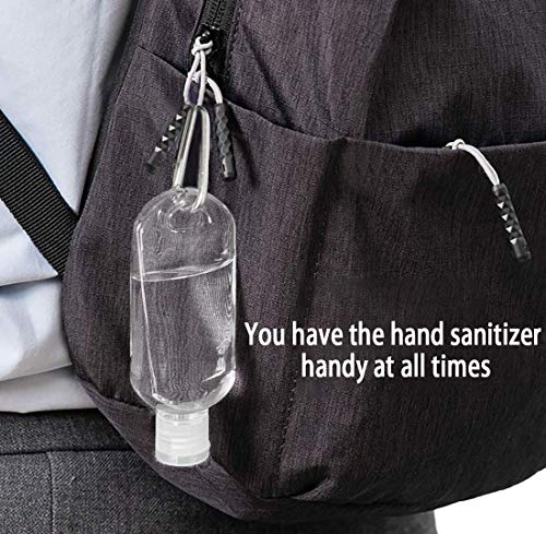 50ml Botellas de Viaje Recargables Vacías Botellas de Plástico con Mosquetón Recipiente Portátil de Plástico Transparente de Viaje para Desinfectante de Manos Contenedor Porta Gel Niños