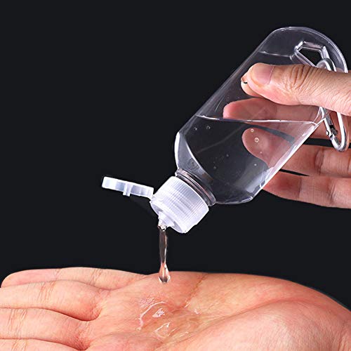 50ml Botellas de Viaje Recargables Vacías Botellas de Plástico con Mosquetón Recipiente Portátil de Plástico Transparente de Viaje para Desinfectante de Manos Contenedor Porta Gel Niños