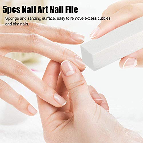 5Pcs Bloque Blanco para Pulir y Dar Brillo Lima Lija Arte de Uñas Acrílicos, 4 Way Buffing File, Nail Care Manicure Nail Art Tips Tool