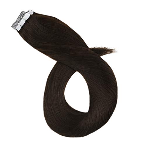 [6% De Descuento Día De La Madre] Ugeat 18Pulgada Double Sided Tape in Hair Extensions Adhesiva Glue in Extensiones de Cabello Humano Real 2,5g/s 50g/Paquete # 2 El Marrón Más Oscuro