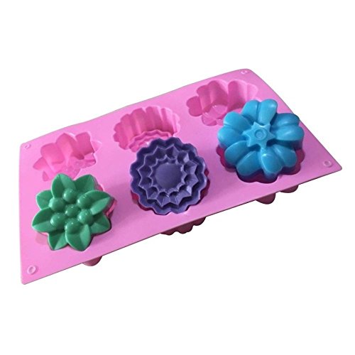 6 moldes de flores de silicona para magdalenas, jabón hecho a mano, galletas, chocolate, hielo, pasteles, de Allforhome
