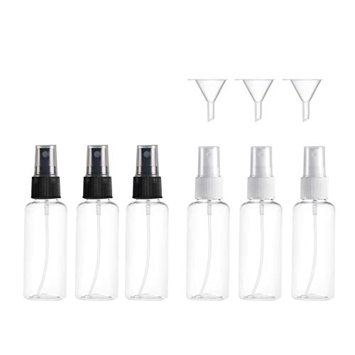 6 PCS *50ml Botella de Viaje Transparente, Vockvic Juego de Botellas de Spray de Atomizador de Viaje Fine Mist para Artículos de Aseo Líquidos, Maquillaje Cosmético