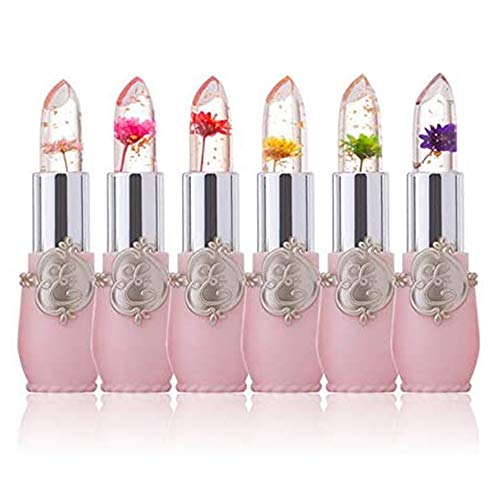 6 piezas cambio transparente color bálsamo labial hidratante rosa cristal jelly flor maquillaje temperatura lápiz labial bálsamo labial duradero magia cambio de color temperatura maquillaje labial