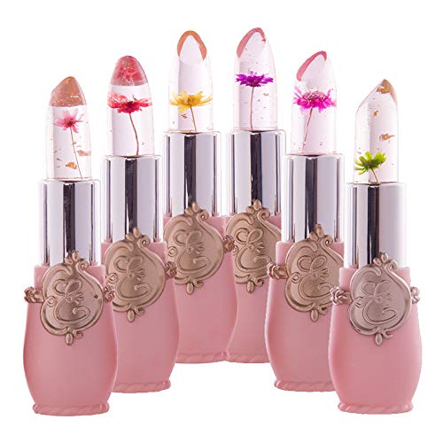6 piezas cambio transparente color bálsamo labial hidratante rosa cristal jelly flor maquillaje temperatura lápiz labial bálsamo labial duradero magia cambio de color temperatura maquillaje labial