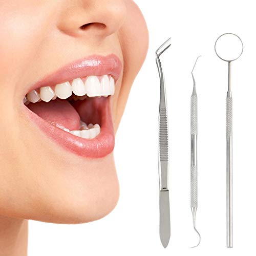6 Unids/set Herramientas Dentales Acero Inoxidable Explorador de Higiene Pinzas Dientes Kit de Limpieza con Estuche Sonda Espejo Escalador Espejo