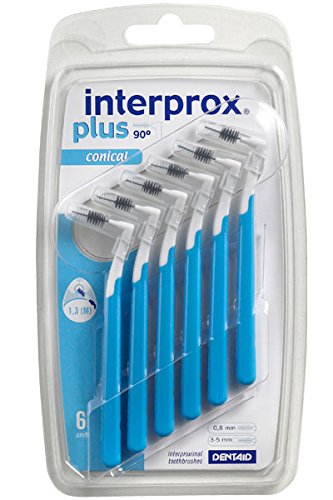 6 x Interprox Plus colour azul inter la limpieza ultrasónica de cepillos cónico 6 Pack (6 x 6 unidades)