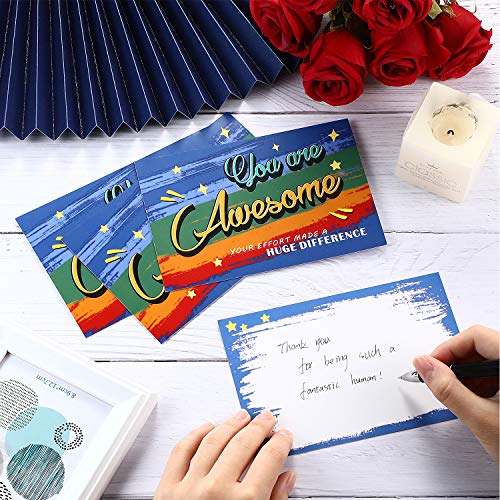 60 Grande 4 x 6 Pulgadas Tarjetas You Are Awesome Tarjetas de Nota de Agradecimiento Gracias para Profesor, Enfermera, Doctor, Voluntario, Tarjetas Postales Motivación Inspiradora
