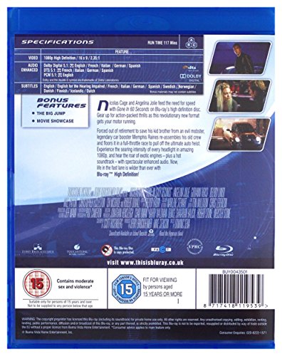 60 segundos [Blu-Ray] [Region Free] (Audio español. Subtítulos en español)