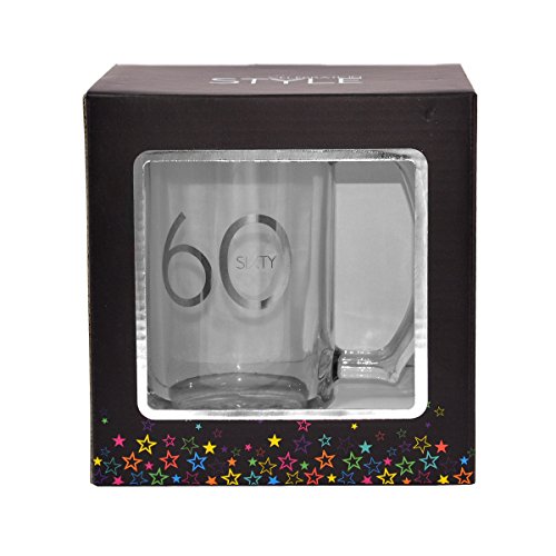 60th Birthday Celebrate In Style Glass Tankard In Gift Box Lovely Gift Idea