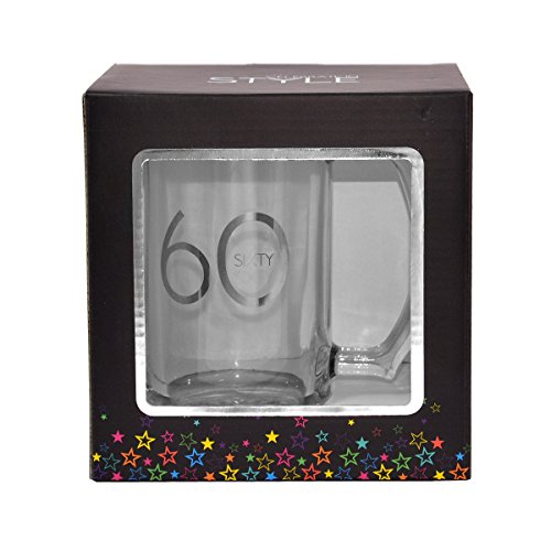 60th Birthday Celebrate In Style Glass Tankard In Gift Box Lovely Gift Idea