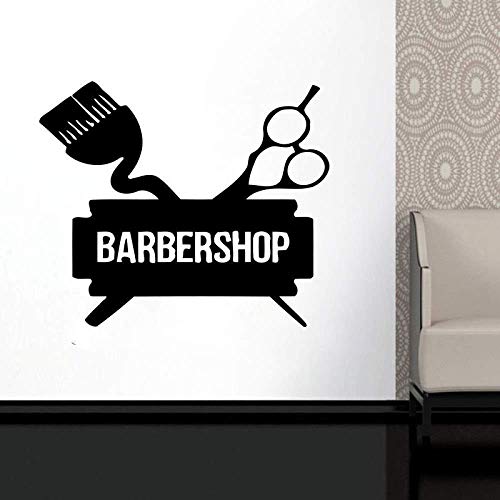 63X57Cm Barber Shop Window Decal Male Trendy Vinyl Sticker Hombres Facial Salon Hair Salon Decoración De La Pared Mural