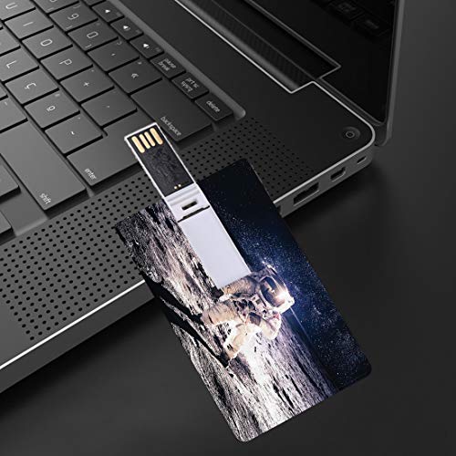 64GB Unidades Flash USB Flash Espacio Exterior Forma de Tarjeta de crédito bancaria Clave Comercial U Disco de Almacenamiento Memory Stick Luna Astronauta en la Superficie de la órbita Fondo Cosmos G