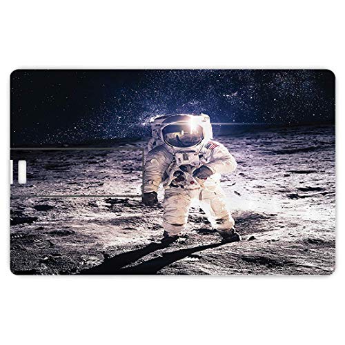 64GB Unidades Flash USB Flash Espacio Exterior Forma de Tarjeta de crédito bancaria Clave Comercial U Disco de Almacenamiento Memory Stick Luna Astronauta en la Superficie de la órbita Fondo Cosmos G