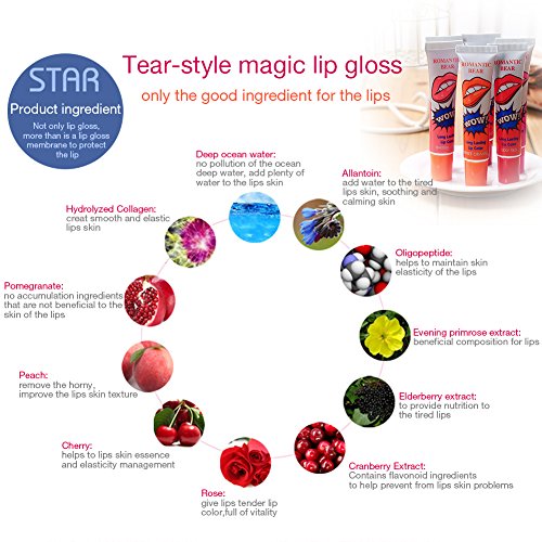 6pcs las mujeres románticas tienen nuevas chicas brillo de labios mate impermeable de la cáscara del color del tatuaje Megic paquete de máscara Tinte larga duración labios maquillaje 15ML