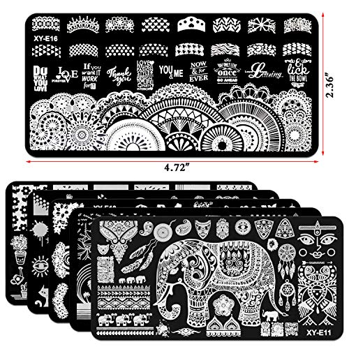 6Pcs Nail Stamping Plate, MWoot Placas Para Uñas, Nail Art Stamping Plantillas Uñas Decoracion Arte De Uñas Diy Del Clavo Del Sello Placas Estampado Manicura