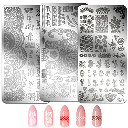 6Pcs Nail Stamping Plate, MWoot Placas Para Uñas, Nail Art Stamping Plantillas Uñas Decoracion Arte De Uñas Diy Del Clavo Del Sello Placas Estampado Manicura