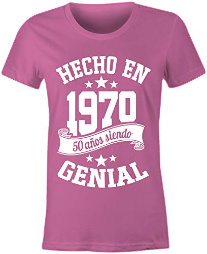 6TN Mujer Lengua española Hecha en 1970 50 años de ser Camiseta Impresionante (XXL, Rosado)