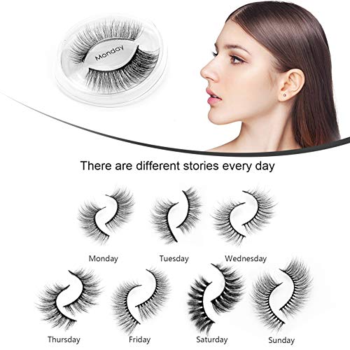 7 Estilos de Pestañas Postizas, Juego de Pestañas 3D de Imitación de Visón para Extensión de Pestañas de Maquillaje con Clip de Pestañas y 10 piezas de Pinceles de Pestañas Desechables