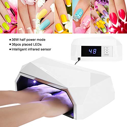 72W Secador de Uñas, Lámpara de Uñas LED UV con 36 Luz y Sensor Automático y 4 Temporizador para 2 Manos Secado Rápido
