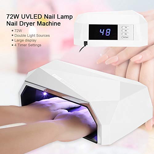 72W Secador de Uñas, Lámpara de Uñas LED UV con 36 Luz y Sensor Automático y 4 Temporizador para 2 Manos Secado Rápido