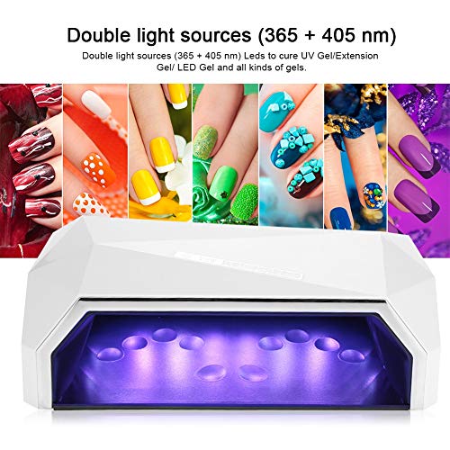 72W Secador de Uñas, Lámpara de Uñas LED UV con 36 Luz y Sensor Automático y 4 Temporizador para 2 Manos Secado Rápido