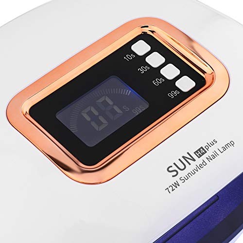 72W Secador de Uñas, Lámpara de Uñas LED UV con 36 Luz y Sensor Automático y 4 Temporizador para 2 Manos Secado Rápido(Blanco)