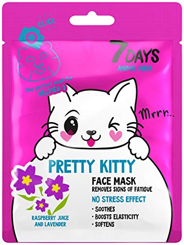 7DAYS Animal Masks 1 pieza de Máscaras Faciales de Animales Kitty Hydrated