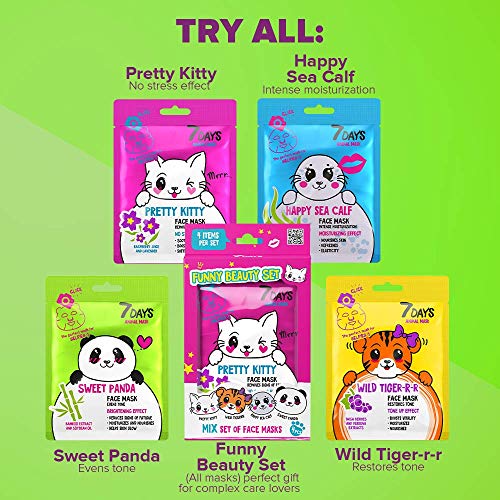 7DAYS Animal Masks 1 pieza de Máscaras Faciales de Animales Panda Hydrated
