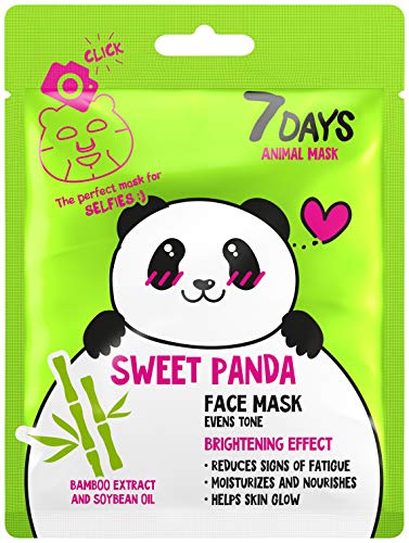 7DAYS Animal Masks 1 pieza de Máscaras Faciales de Animales Panda Hydrated