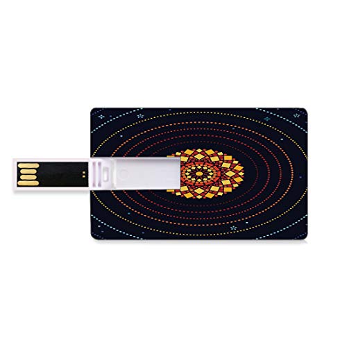 8 GB Unidades flash USB flash Azul oscuro Forma de tarjeta de crédito bancaria Clave comercial U Disco de almacenamiento Memory Stick Sol geométrico en el espacio con órbitas planetarias y estrellas A