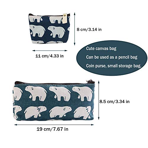 8 paquetes lienzo lápiz pluma bolsa de cremallera bolsas de cosméticos，monederos de mujer, pequeños, para almacenar llaves, móvil, barra de labios, tarjetas（2 tamaños）