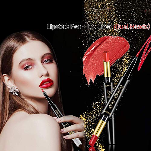 8 Pcs Dual Heads Matte Moist Lipstick Long Lasting Waterproof Mate Lip Liner Pencil Set (MU)