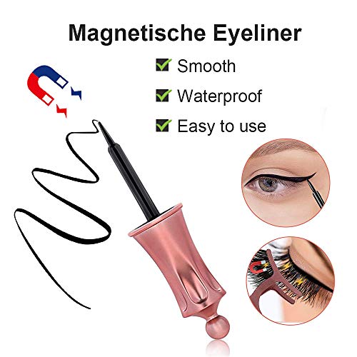8 Piezas Pestañas magnéticas, pestañas postizas magnéticas, Delineador de ojos magnético, pestañas con pinzas, juego reutilizables (Negro)
