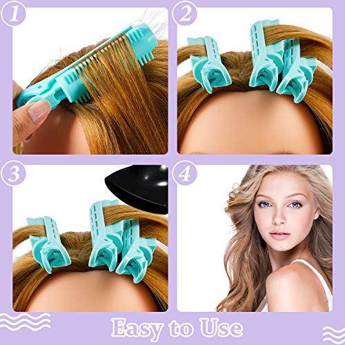 8 Pinzas de Rizador de Volumen de Pelo Pinza de Pelo Esponjoso Natural Rizador Rodillo de Raíz de Pelo DIY Rodillo de Abrazadera Esponjosa Herramienta de Peinado sin Daños y sin Calor, Morado, Azul