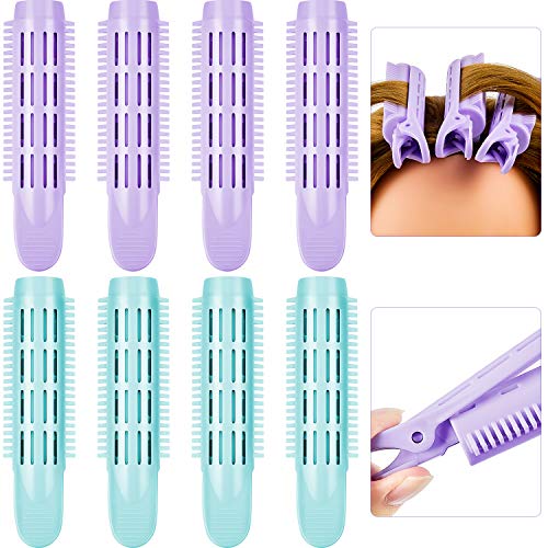 8 Pinzas de Rizador de Volumen de Pelo Pinza de Pelo Esponjoso Natural Rizador Rodillo de Raíz de Pelo DIY Rodillo de Abrazadera Esponjosa Herramienta de Peinado sin Daños y sin Calor, Morado, Azul