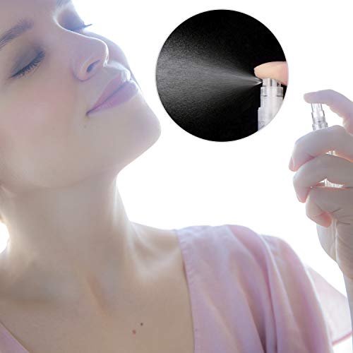 80 Mini Botellas de Spray de Viaje Transparentes Contenedor de Botella Vacía Rellenable Botella de Atomizador de Perfume de Plástico con Tapas para Aceites Esenciales Perfume de Viaje