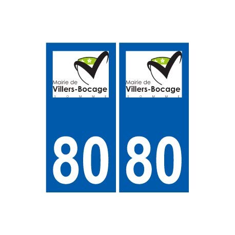 80 Villers-Bocage - Adhesivo para placa con logotipo de ciudad - Esquinas redondeadas