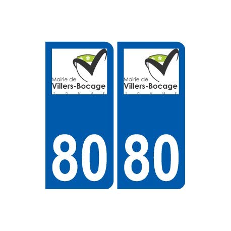80 Villers-Bocage - Adhesivo para placa con logotipo de ciudad - Esquinas redondeadas