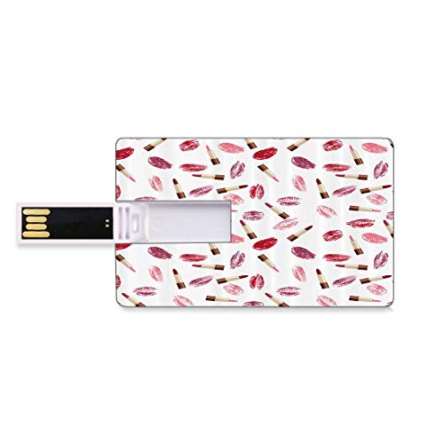 8GB Unidades Flash USB Flash Productos cosméticos Forma de Tarjeta de crédito bancaria Clave Comercial U Disco de Almacenamiento Memory Stick Beauty Theme Pink,borgoña,lápiz Labial y patrón de Beso,c
