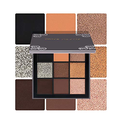 9 couleurs crème fard à paupières chatoyante super paillettePalette de maquillage pour les yeux Palette de maquillage hautement pigmentée avec miroir de maquillage(Winter)
