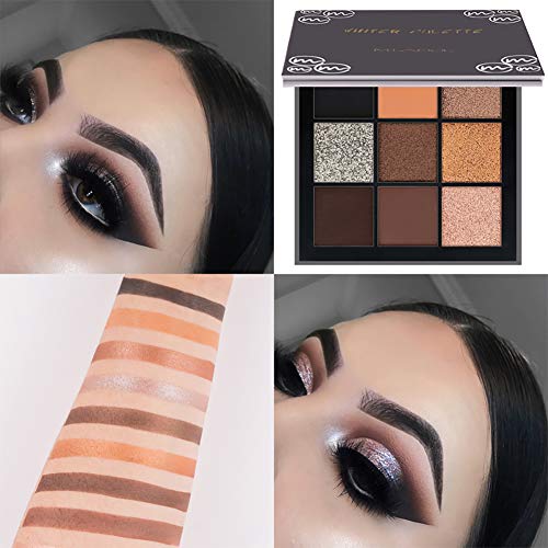 9 couleurs crème fard à paupières chatoyante super paillettePalette de maquillage pour les yeux Palette de maquillage hautement pigmentée avec miroir de maquillage(Winter)
