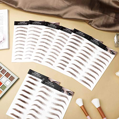 9 Hojas Cejas Auténticas Parecido al Cabello 4D Pegatinas Tatuaje de Ceja Impermeable Pegatinas de Transferencias de Cejas Pegatinas de Cejas de Forma de Aseo, 9 Estilos 90 Pares (Marrón Claro)